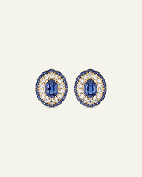 Aanika V. Sapphire & Diamond Halo Studs