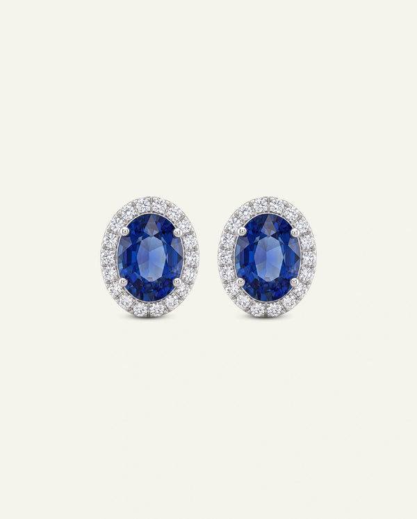 Aanika V. Sapphire & Diamond Halo Studs