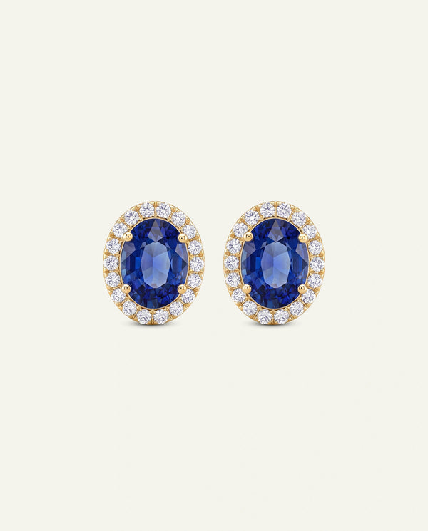 Aanika V. Sapphire & Diamond Halo Studs