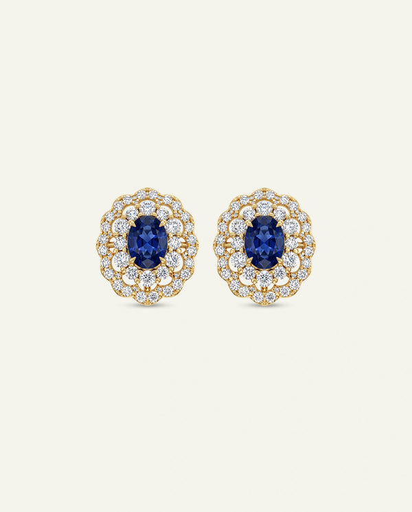 Aanika V. Sapphire & Diamond Double Halo Studs