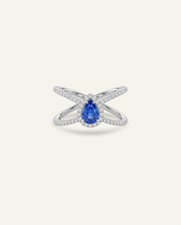 Aanika V. Sapphire & Diamond Crisscross Ring