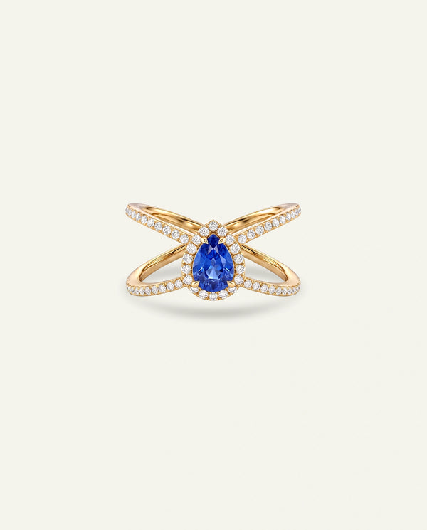 Aanika V. Sapphire & Diamond Crisscross Ring
