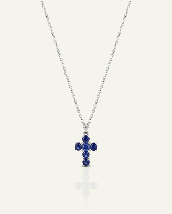 Aanika V. Sapphire Cross Necklace
