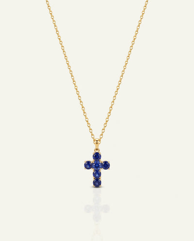 Aanika V. Sapphire Cross Necklace