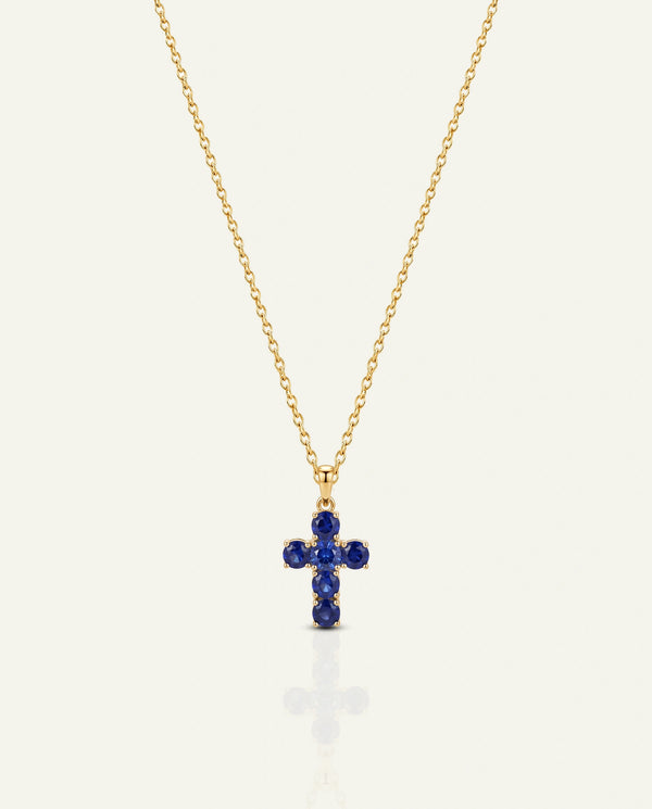 Aanika V. Sapphire Cross Necklace