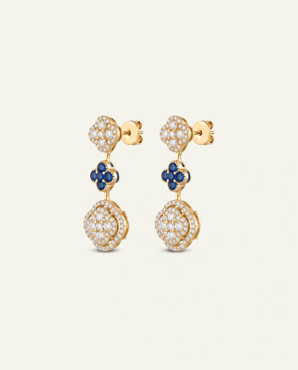 Aanika V. Sapphire & Diamond Flower Dangling Earrings