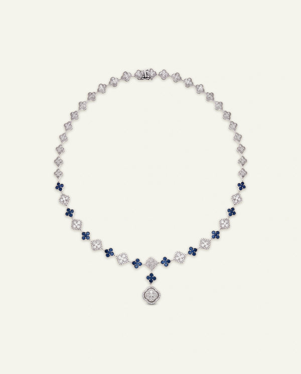Aanika V. Sapphire & Diamond Flower Necklace