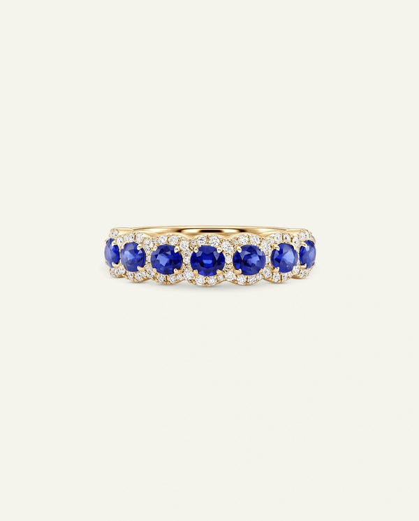 Aanika V. Sapphire & Diamond Halo Band