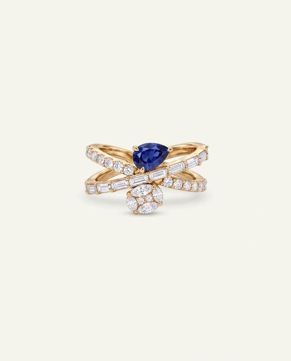Aanika V. Sapphire & Diamond Toi et Moi Crisscross Ring