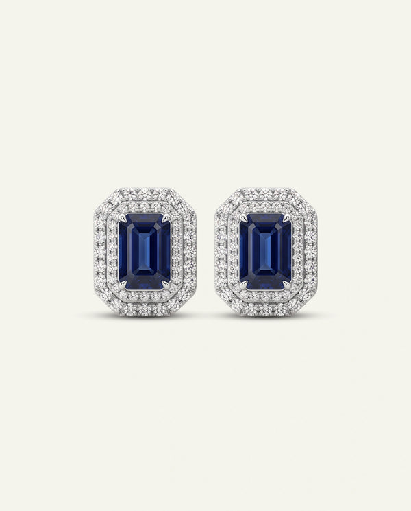 Aanika V. Sapphire & Diamond Double Halo Studs