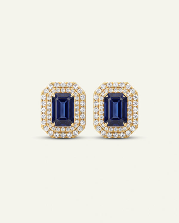 Aanika V. Sapphire & Diamond Double Halo Studs