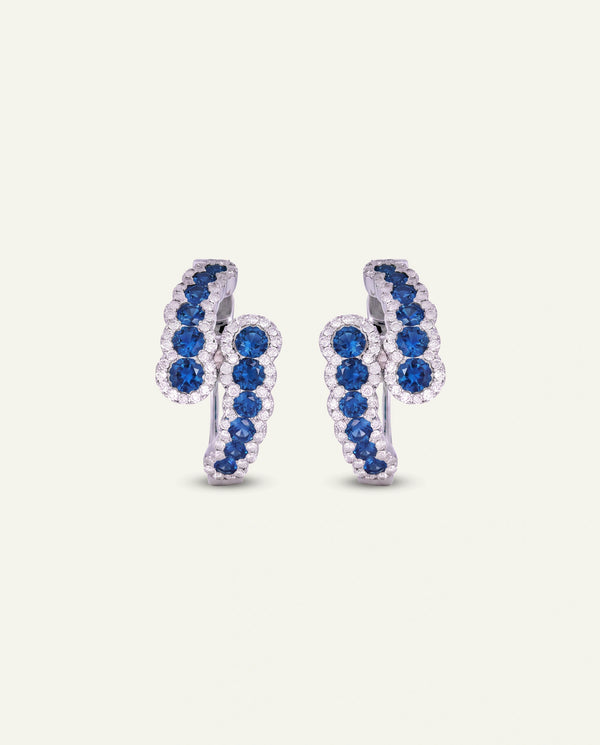 Aanika V. Sapphire & Diamond Byass Hoops