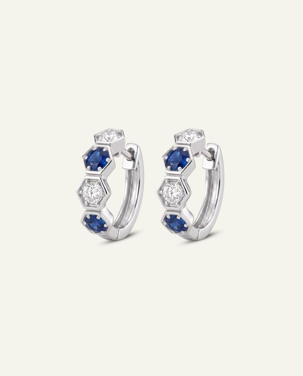 Aanika V. Sapphire & Diamond Alternating-stone Huggie Hoop