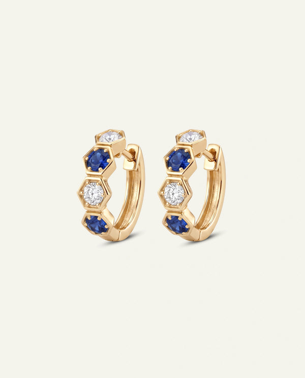 Aanika V. Sapphire & Diamond Alternating-stone Huggie Hoop