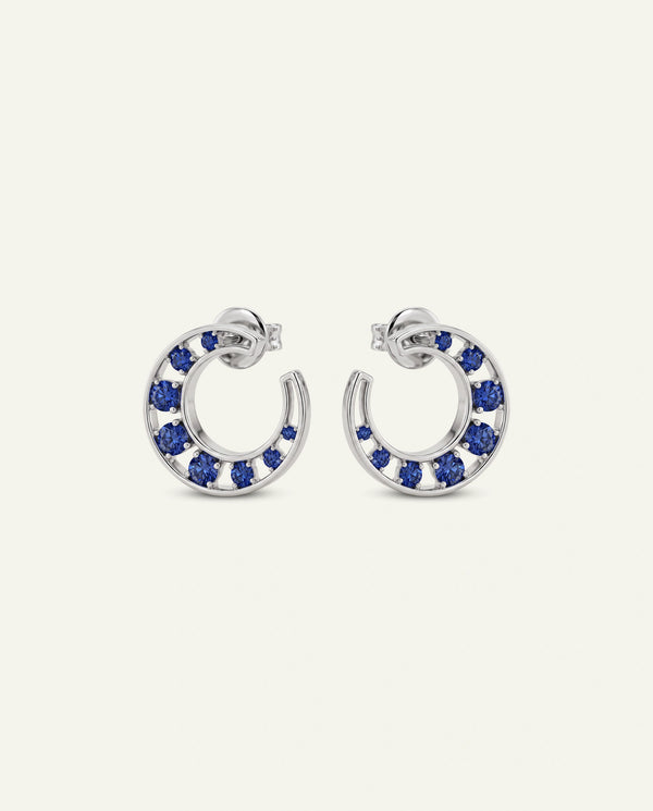 Aanika V. Sapphire & Diamond Moon Studs