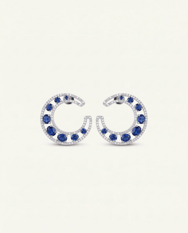 Aanika V. Sapphire & Diamond Moon Studs