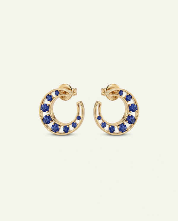 Aanika V. Sapphire & Diamond Moon Studs