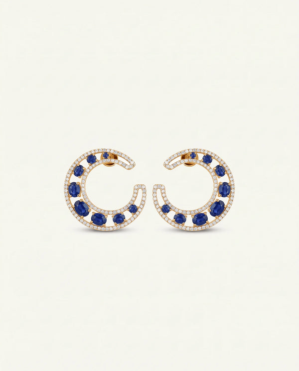 Aanika V. Sapphire & Diamond Moon Studs