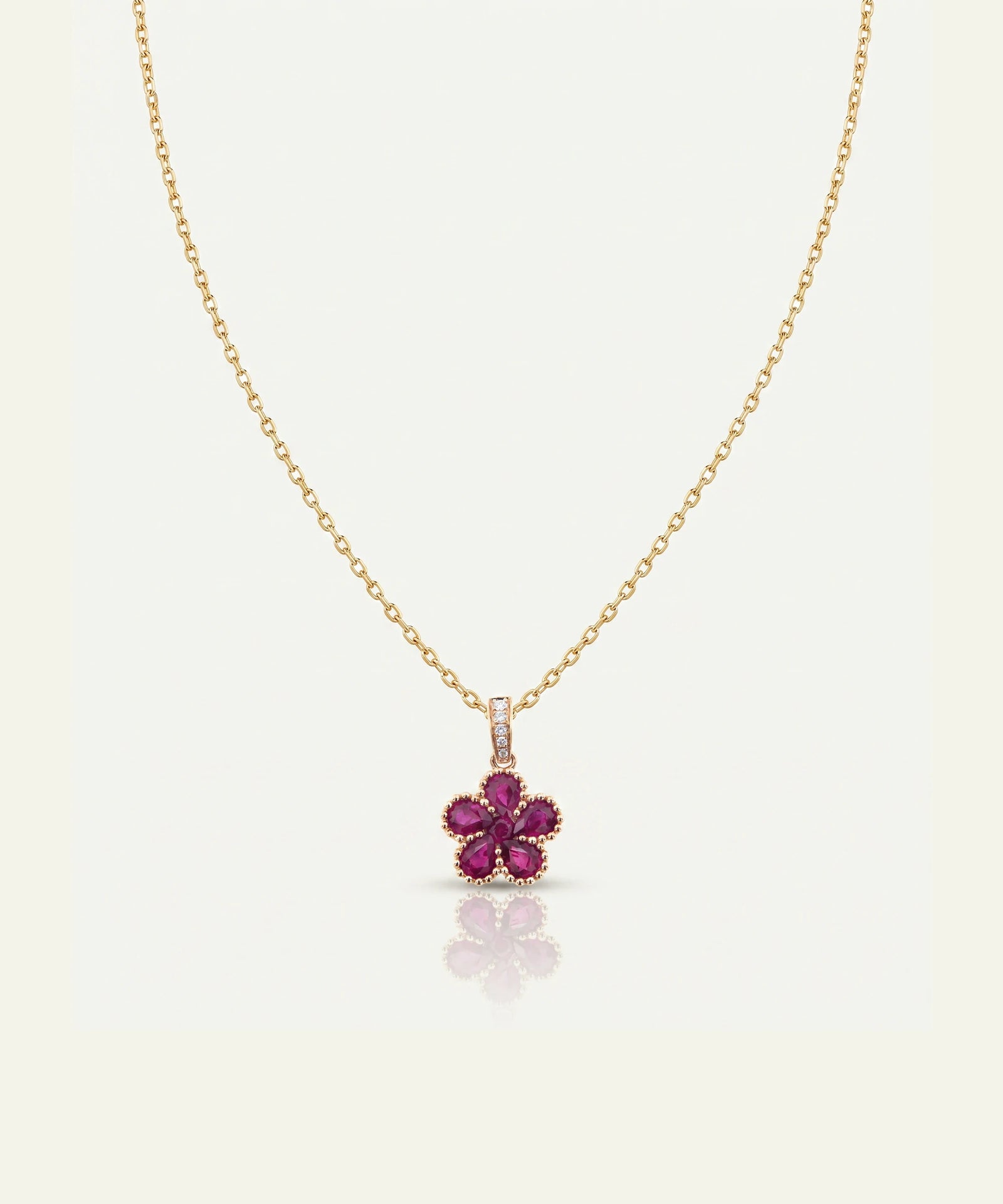 Aanika V. Ruby & Diamond Flower Pendant
