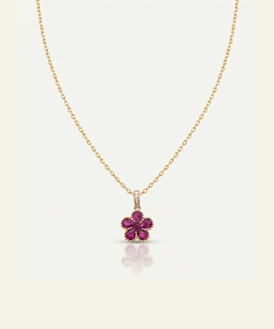 Aanika V. Ruby & Diamond Flower Pendant