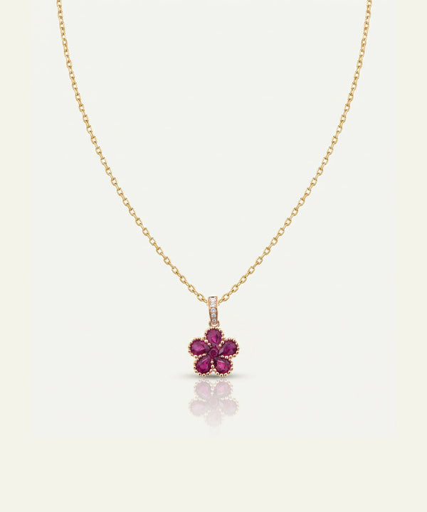 Aanika V. Ruby & Diamond Flower Pendant