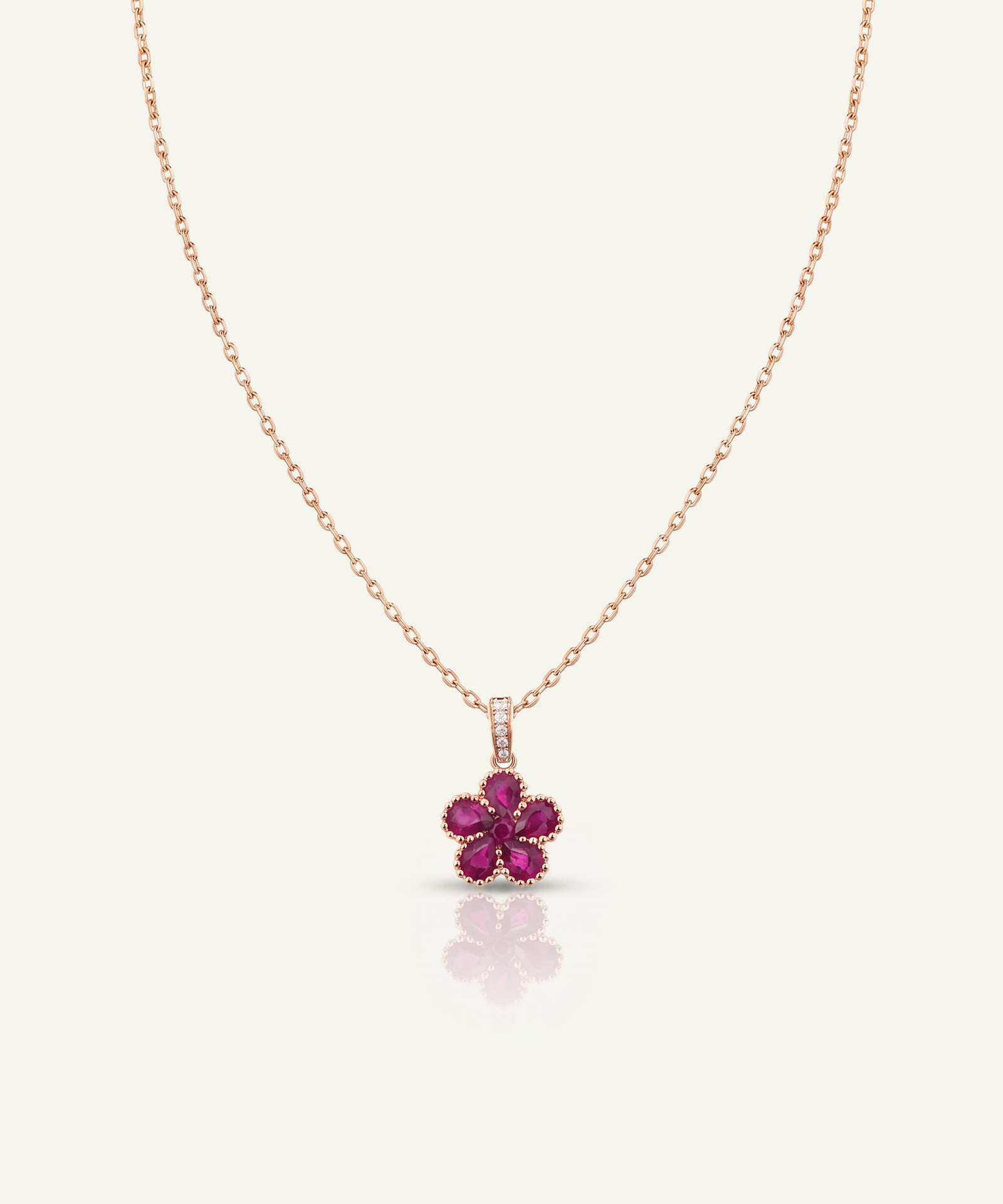 Aanika V. Ruby & Diamond Flower Pendant