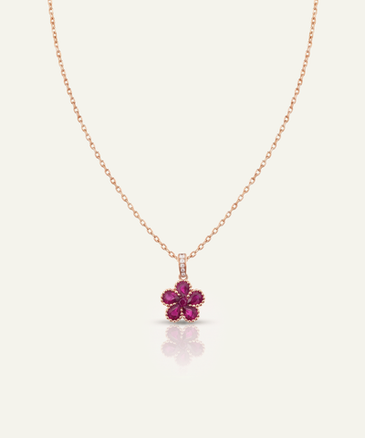Aanika V. Ruby & Diamond Flower Pendant - alternate view