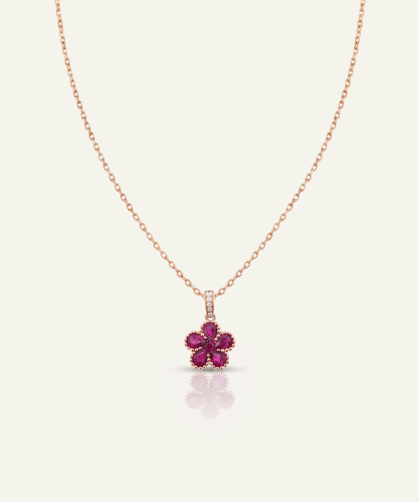 Aanika V. Ruby & Diamond Flower Pendant