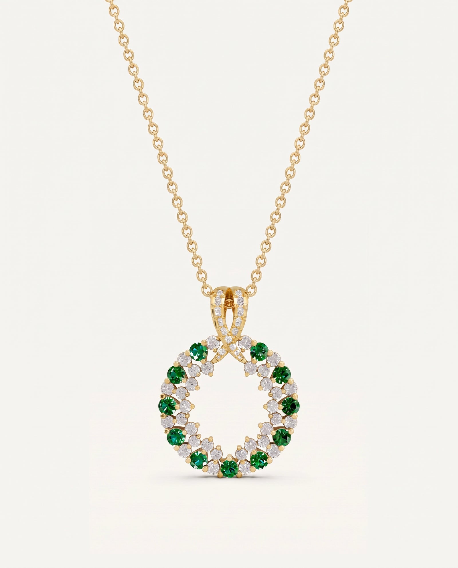 Aanika V. Emerald & Diamond Circle Of Life Necklace