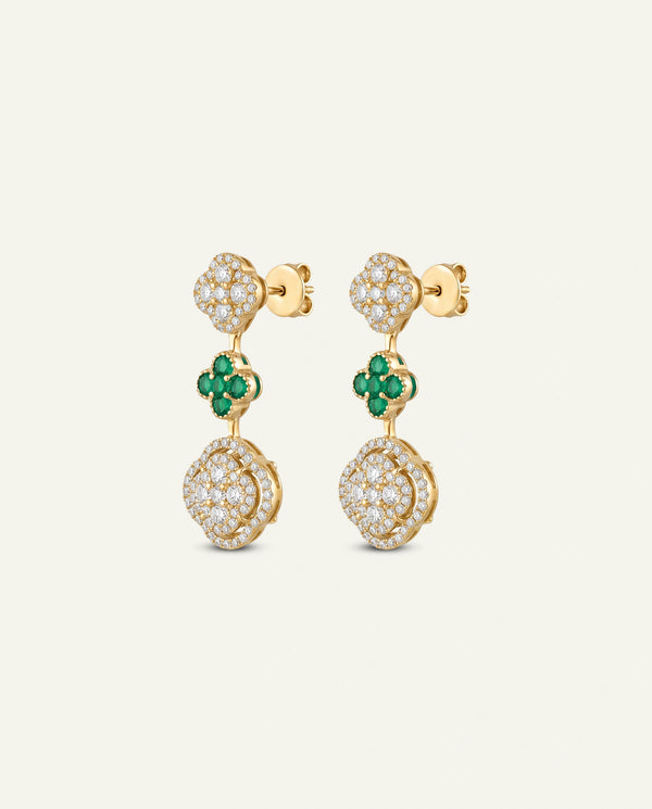 Aanika V. Emerald & Diamond Flower Dangling Earrings