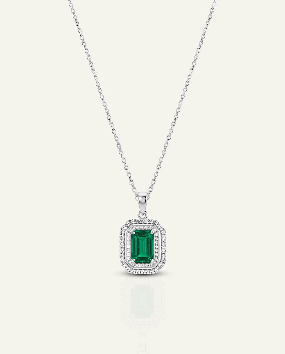 Aanika V. Emerald & Diamond Double Halo Pendant