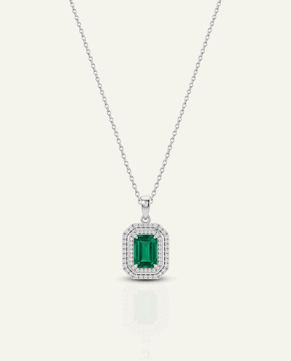 Aanika V. Emerald & Diamond Double Halo Pendant