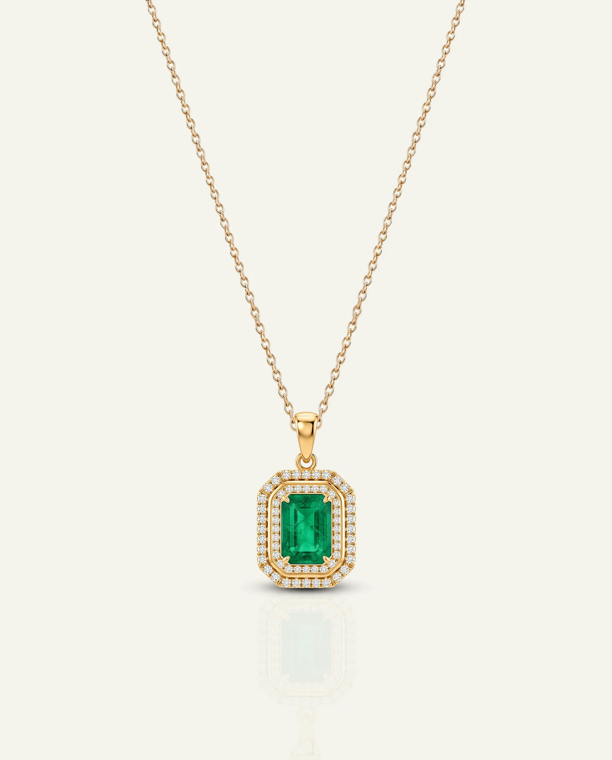 Aanika V. Emerald & Diamond Double Halo Pendant