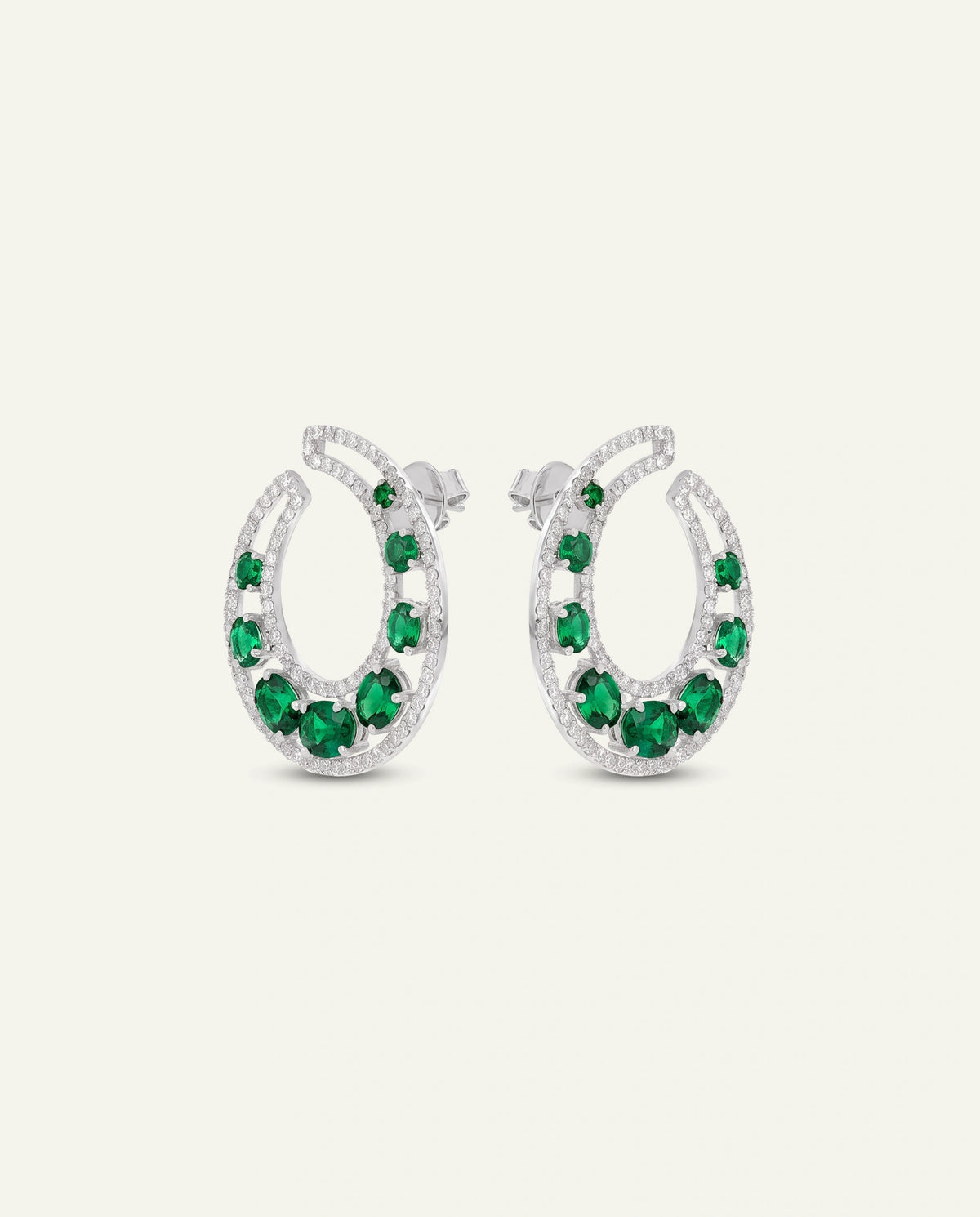 Aanika V® emerald & lab-grown diamond stud earrings - alternate product view