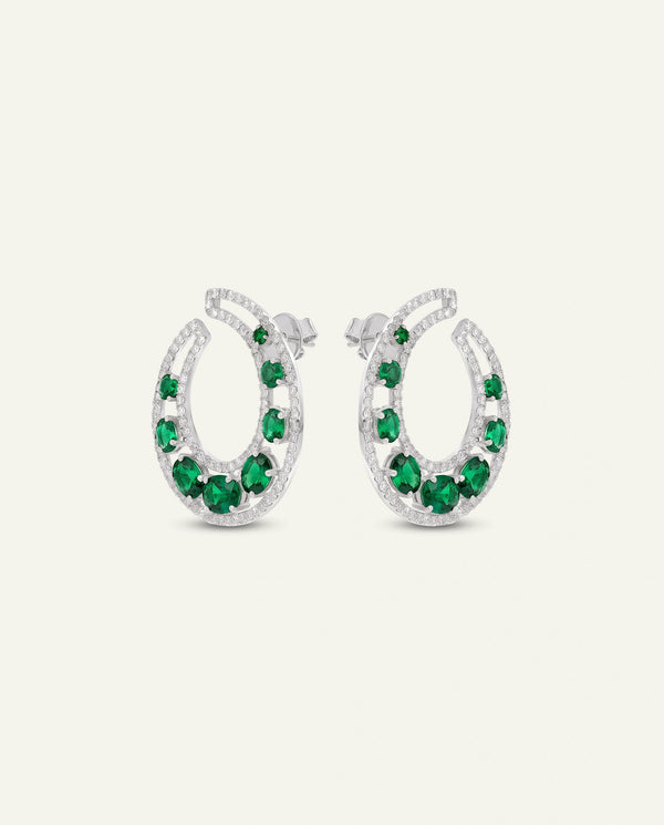 Aanika V. Emerald & Diamond Moon Studs