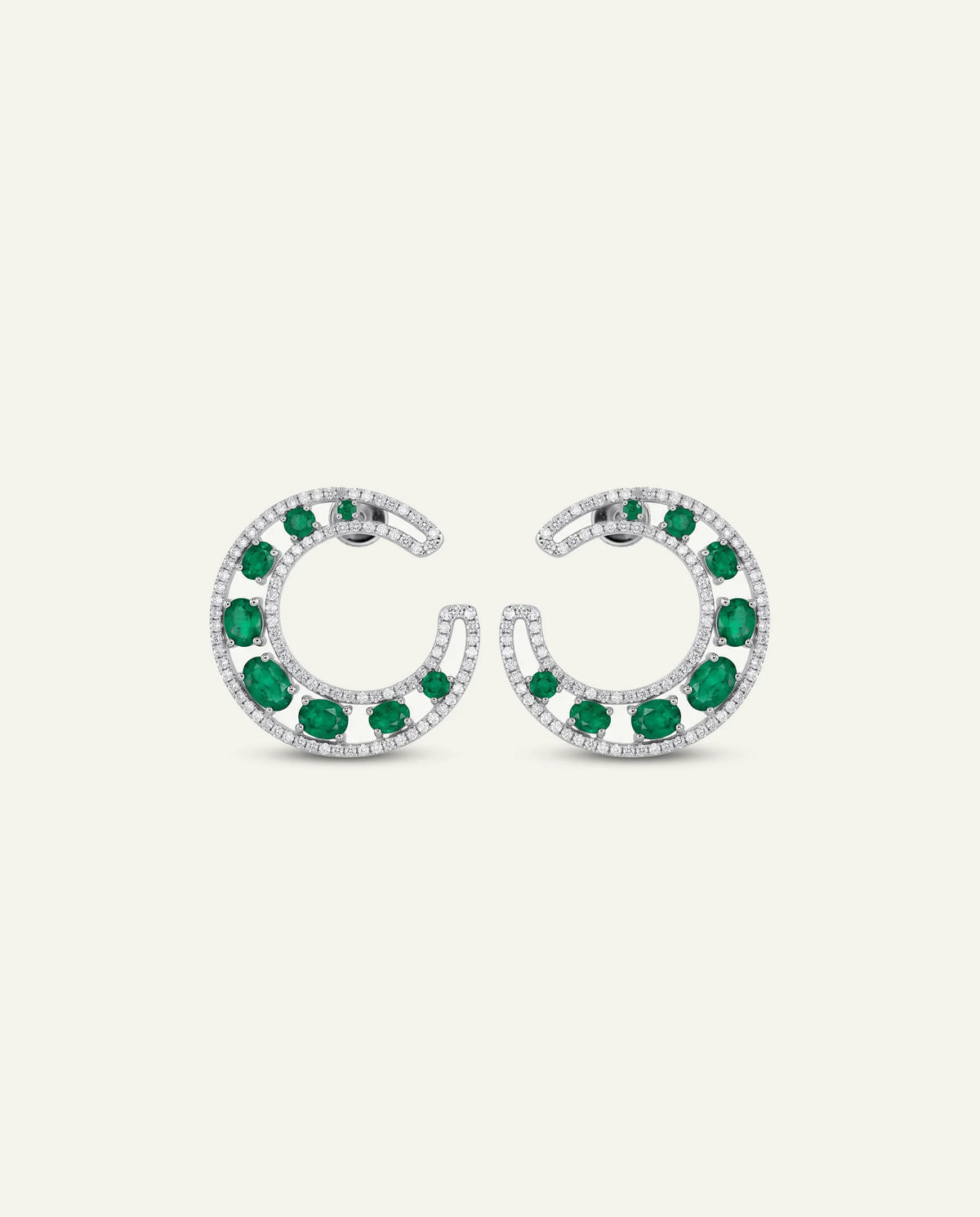 Aanika V. Emerald & Diamond Moon Studs