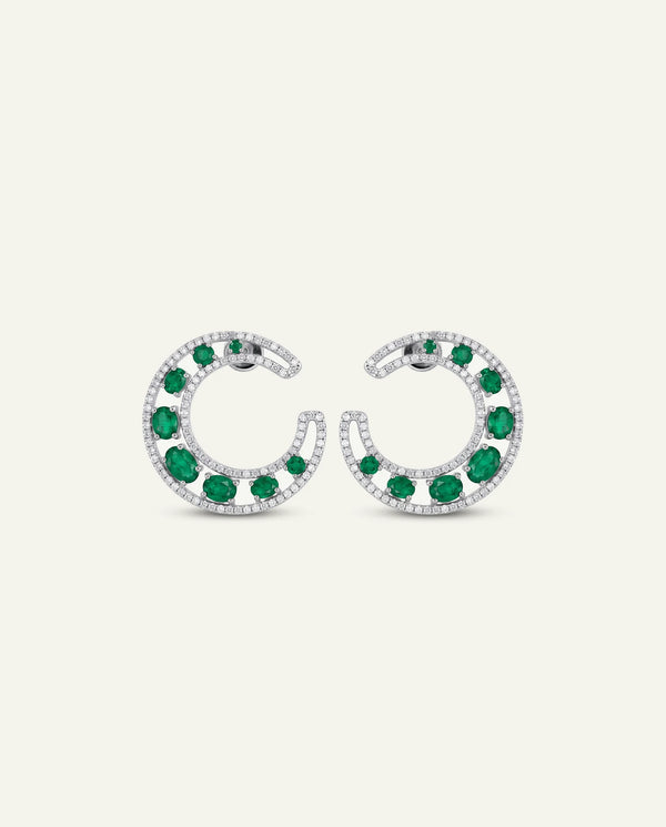 Aanika V. Emerald & Diamond Moon Studs