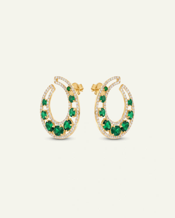 Aanika V. Emerald & Diamond Moon Studs