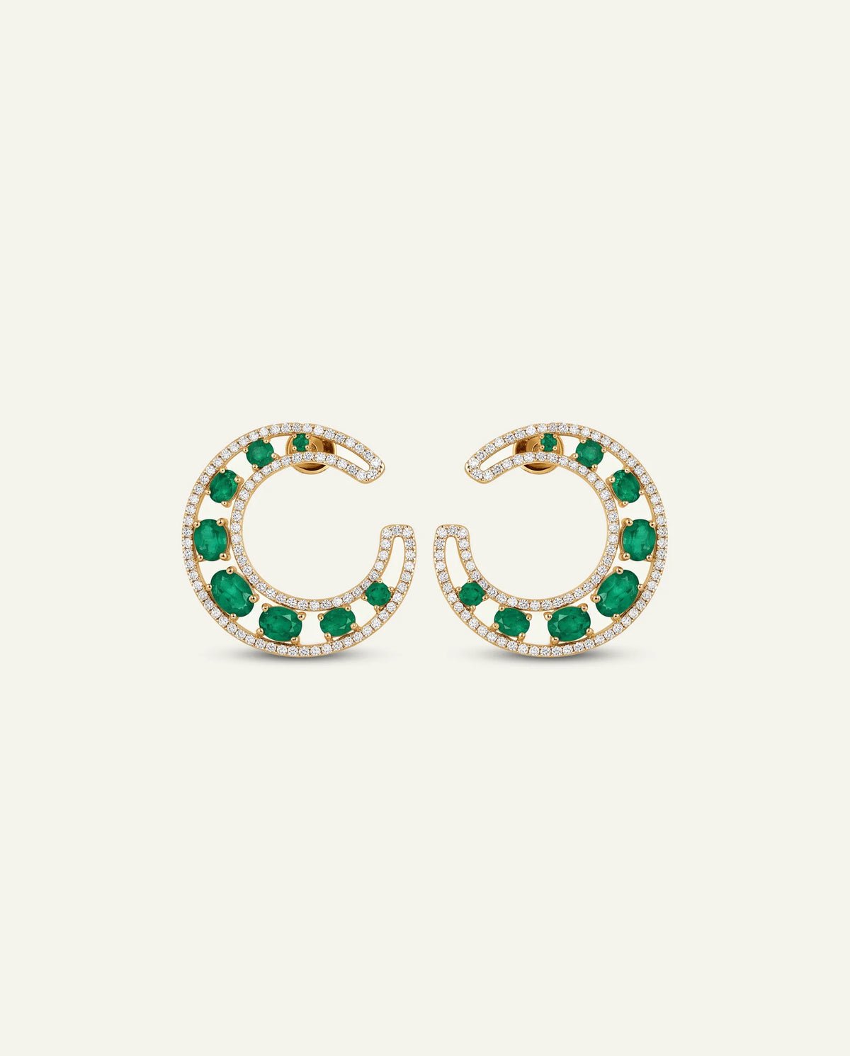 Aanika V. Emerald & Diamond Moon Studs
