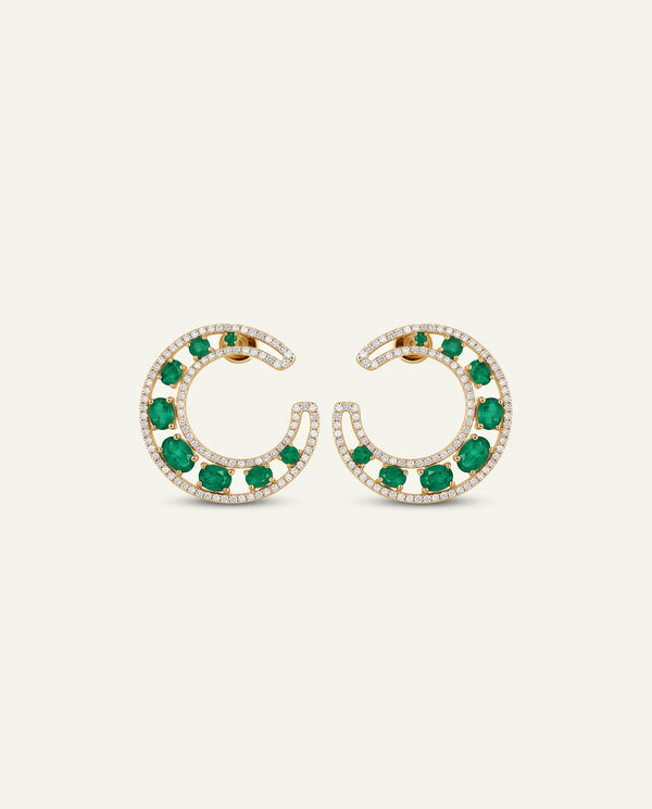 Aanika V. Emerald & Diamond Moon Studs