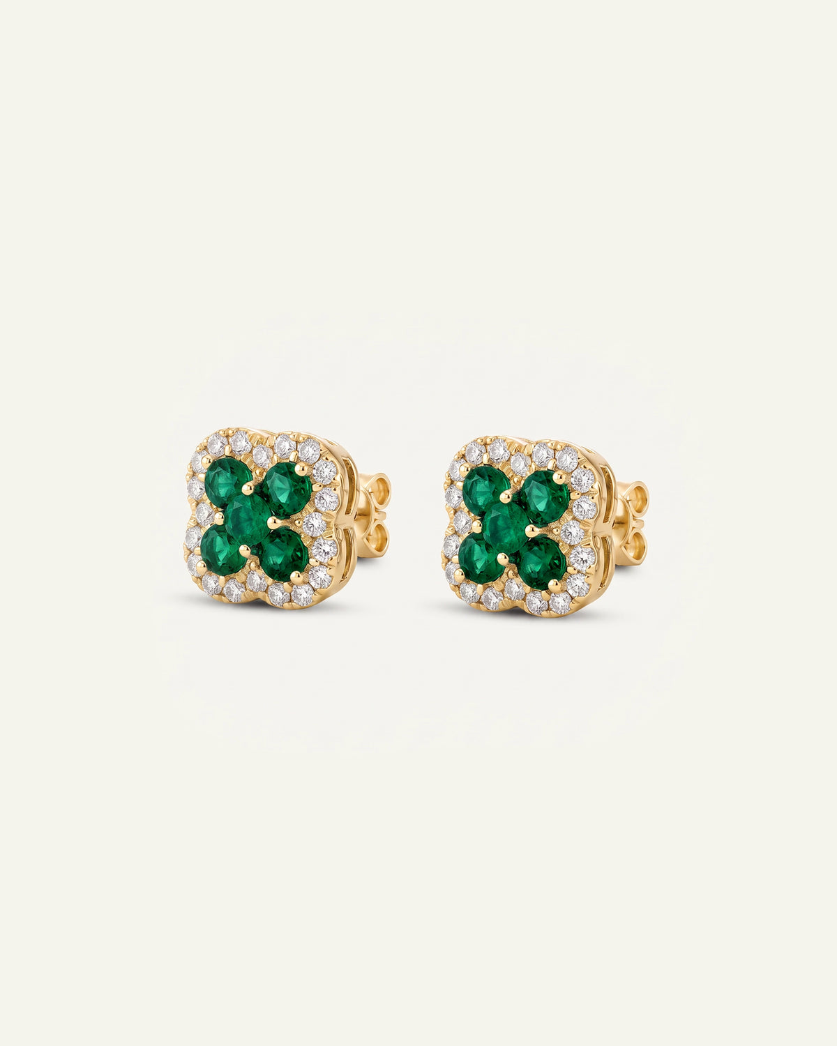 Aanika V® emerald & diamond floral stud earrings at Valliani Jewelers