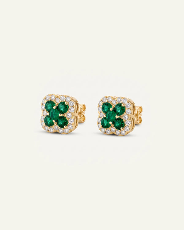 Aanika V. Emerald Flower Studs