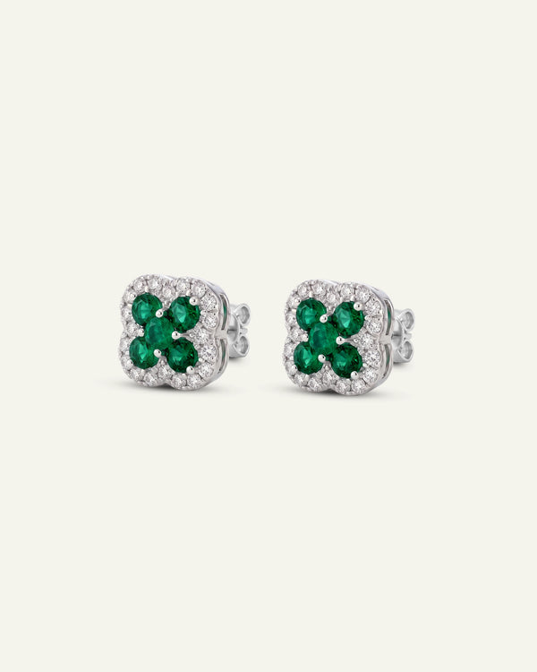 Aanika V. Emerald Flower Studs