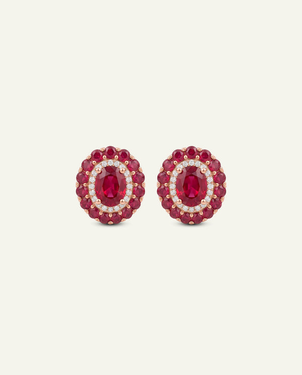 Aanika V. Ruby & Diamond Halo Studs