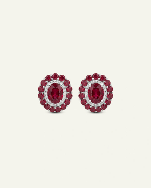 Aanika V. Ruby & Diamond Halo Studs