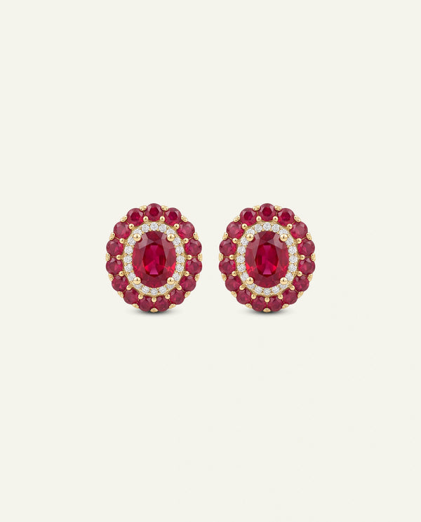 Aanika V. Ruby & Diamond Halo Studs