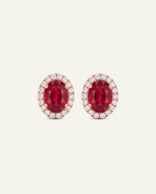 Aanika V. Ruby & Diamond Halo Studs