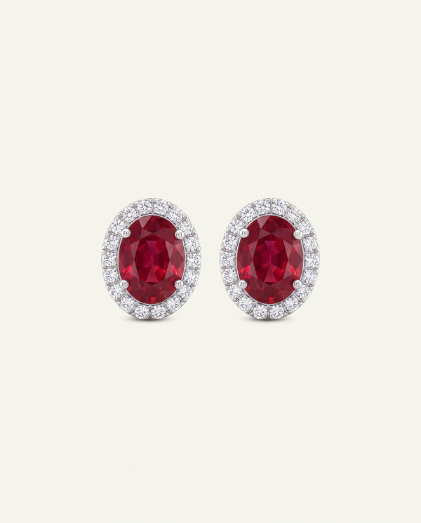 Aanika V. Ruby & Diamond Halo Studs
