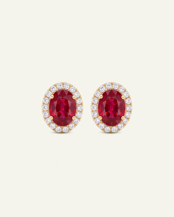 Aanika V. Ruby & Diamond Halo Studs