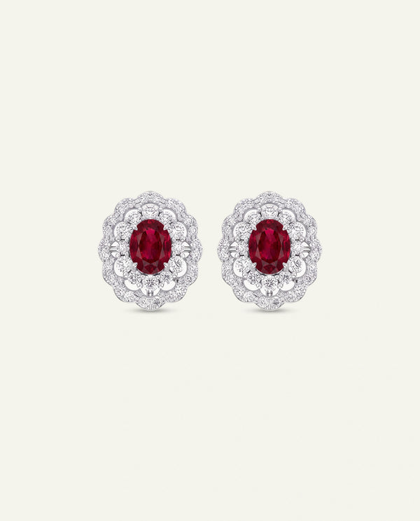 Aanika V. Ruby & Diamond Double Halo Studs
